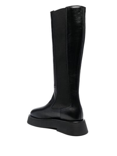 Shop Wandler Calf-length Leather Boots In Schwarz