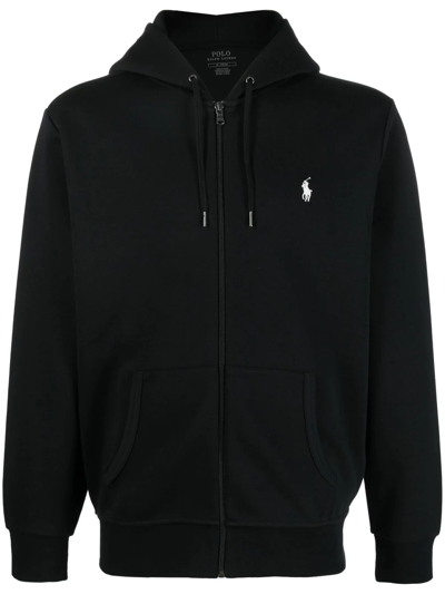 Shop Polo Ralph Lauren Embroidery-logo Pullover Hoodie In Schwarz