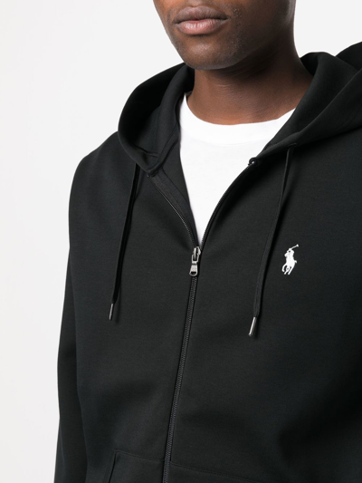 Shop Polo Ralph Lauren Embroidery-logo Pullover Hoodie In Schwarz