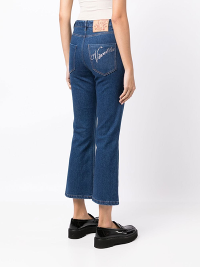 Shop Vivetta Cropped Flared Jeans In Blau