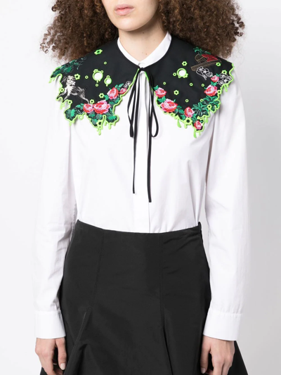 Shop Vivetta Floral-embroidered Collar In Schwarz