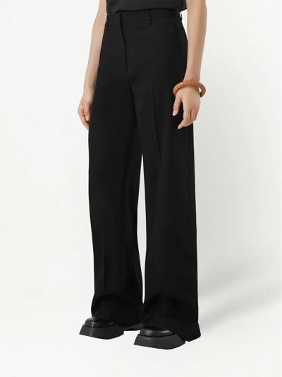 Shop Burberry Rear Slit Tailored Trousers In Black