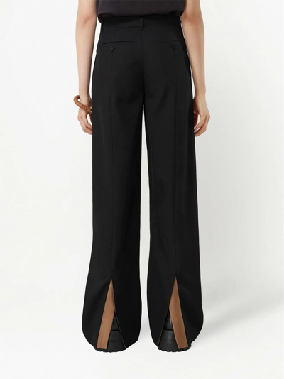 Shop Burberry Rear Slit Tailored Trousers In Black