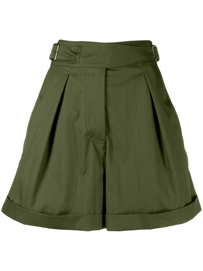 Shop Kenzo High-waisted Shorts In Grün