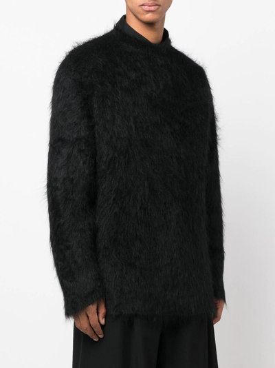 Shop Yohji Yamamoto Furry-knit Design Jumper In Schwarz