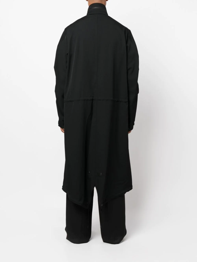Shop Yohji Yamamoto Concealed Front-fastening Hooded Coat In Schwarz