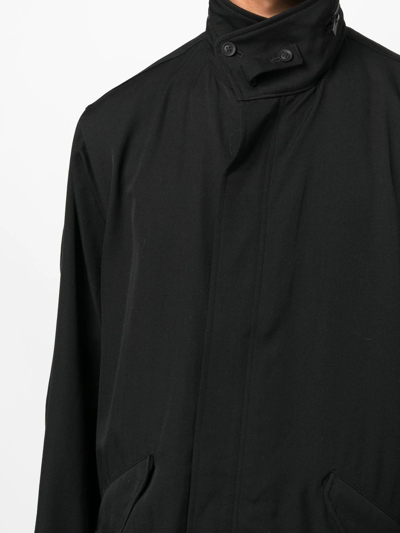 Shop Yohji Yamamoto Concealed Front-fastening Hooded Coat In Schwarz
