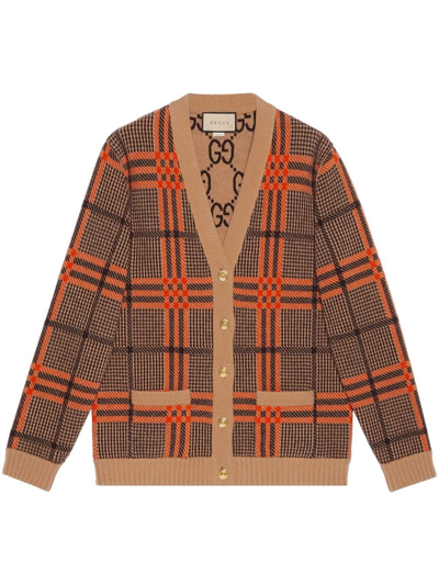 Shop Gucci Reversible Wool Cardigan In Braun