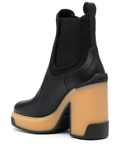 Shop Moncler Isla Leather Ankle Boots In Schwarz