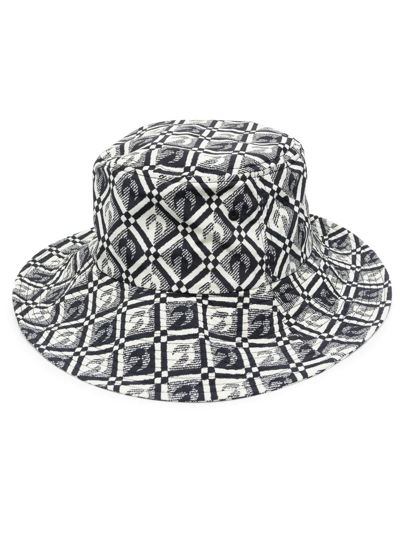 Shop Marine Serre Logo-jacquard Bucket Hat In Schwarz