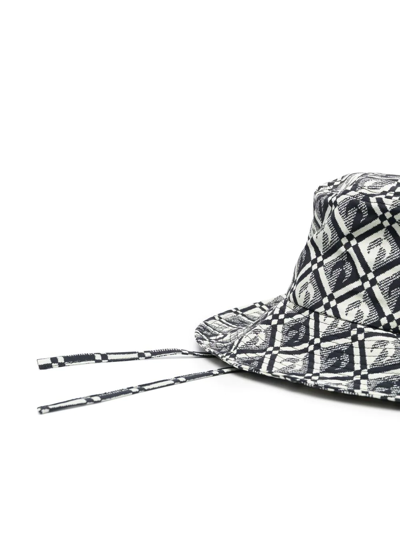 Shop Marine Serre Logo-jacquard Bucket Hat In Schwarz