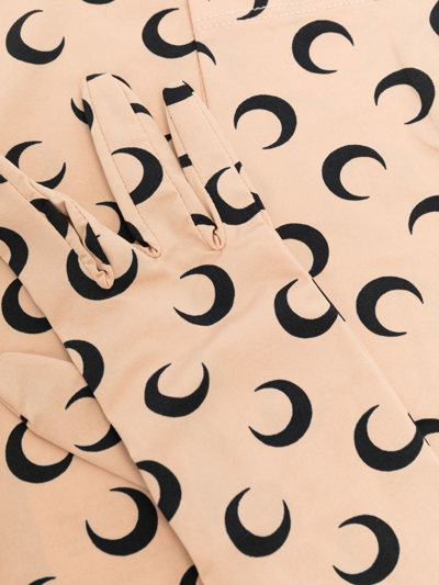 Shop Marine Serre Crescent Moon-print Long Gloves In Nude