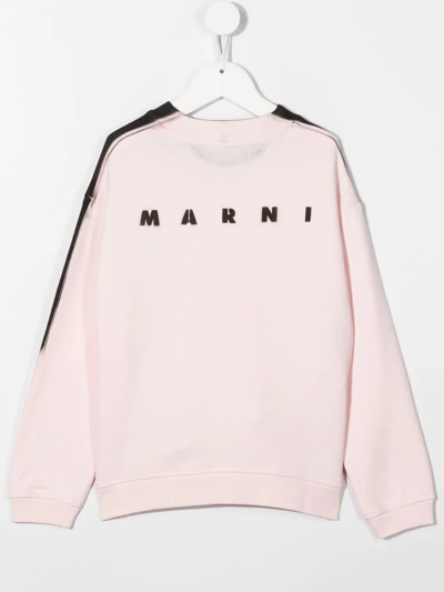 Shop Marni Logo-print Sprayed-edge Sweatshirt In Rosa