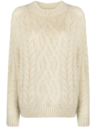 Shop Isabel Marant Thomas Cable-knit Jumper In Neutrals