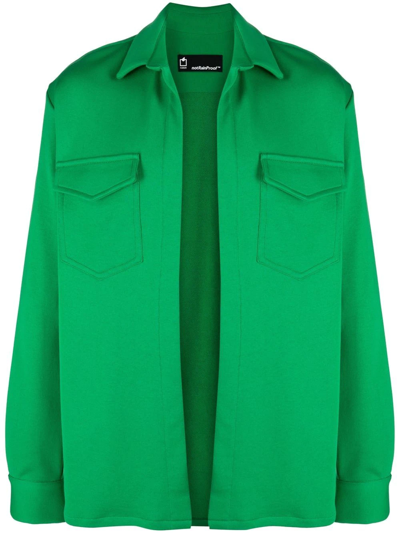 Shop Styland X Notrainproof Cotton Shirt Jacket In Green