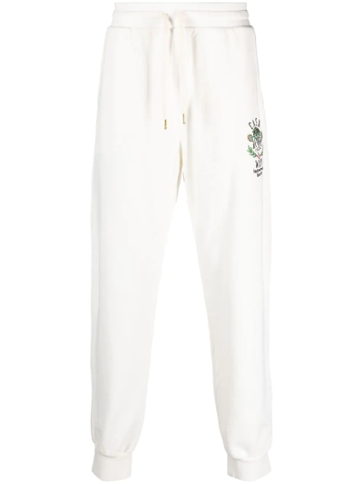 Shop Casablanca Embroidered-logo Organic Cotton Track Pants In Weiss