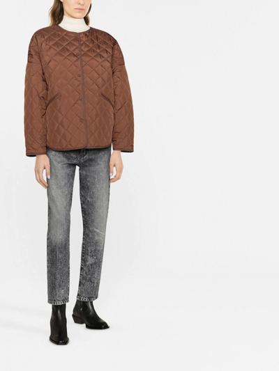 Shop Totême Single-breasted Quilted Jacket In Braun