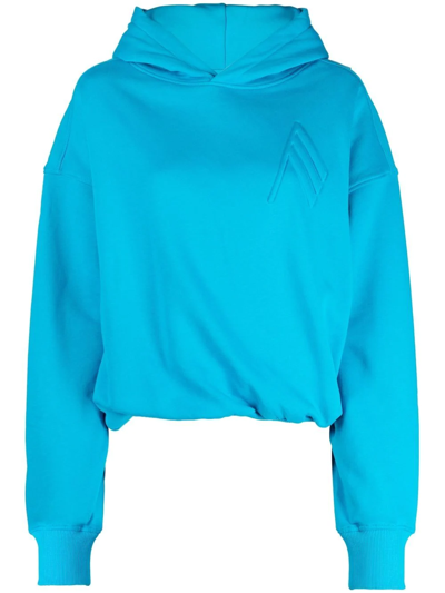 Shop Attico Long-sleeve Cotton Hoodie In Blau
