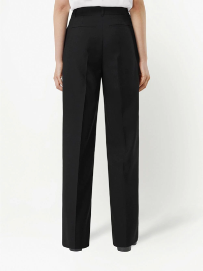 Shop Burberry Charlie Wool Tailored Trousers In Black