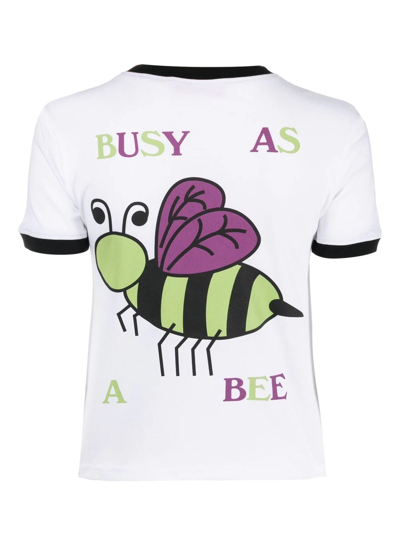 Shop Cormio Bee-print Cotton T-shirt In Weiss