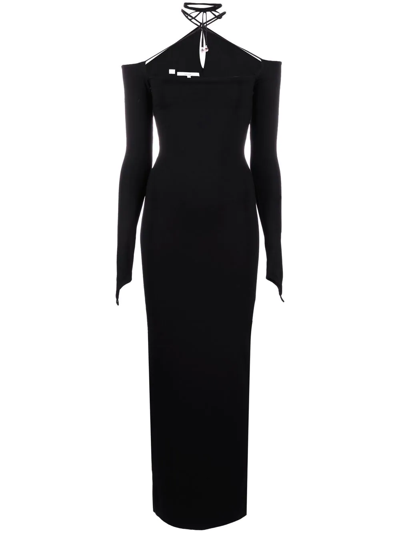 Shop Manurí Connie Fitted Long Dress In Schwarz