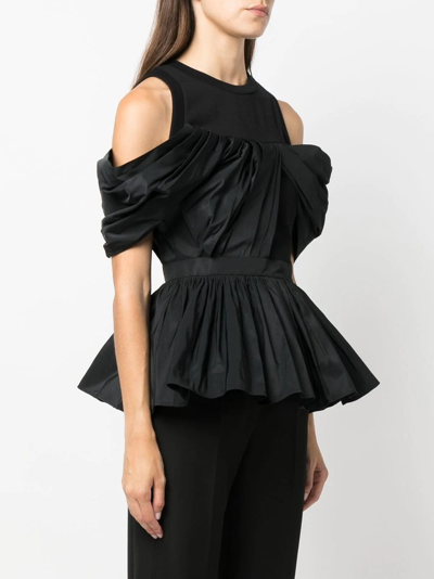 Shop Alexander Mcqueen Off-shoulder Peplum Top In Schwarz