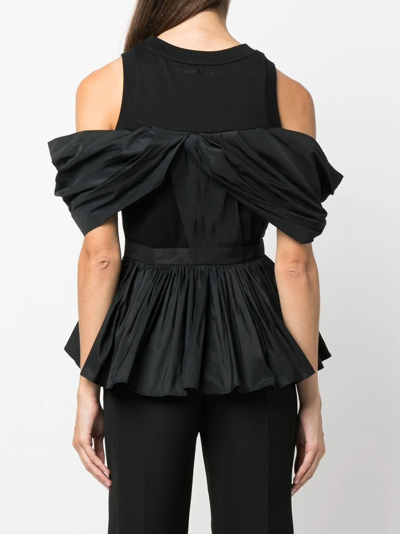 Shop Alexander Mcqueen Off-shoulder Peplum Top In Schwarz