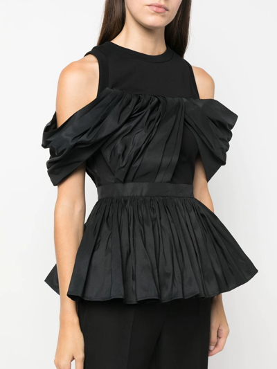 Shop Alexander Mcqueen Off-shoulder Peplum Top In Schwarz