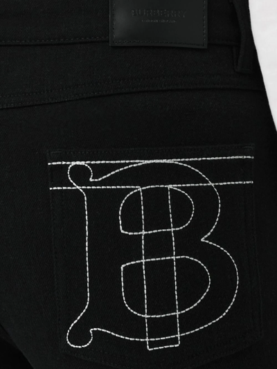 Shop Burberry Tb Monogram Skinny Jeans In Black