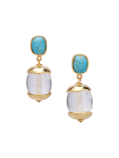 Shop Lizzie Fortunato Women's Canyon Goldtone, Turquoise, & Acrylic Drop Earrings