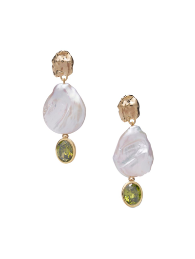 Shop Lizzie Fortunato Women's Lovell Goldtone, 20mm Cultured Freshwater Pearl, & Crystal Drop Earrings In Brass