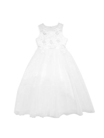 Shop Us Angels Little Girl's & Girl's Riley Embroidered Tulle Dress In White