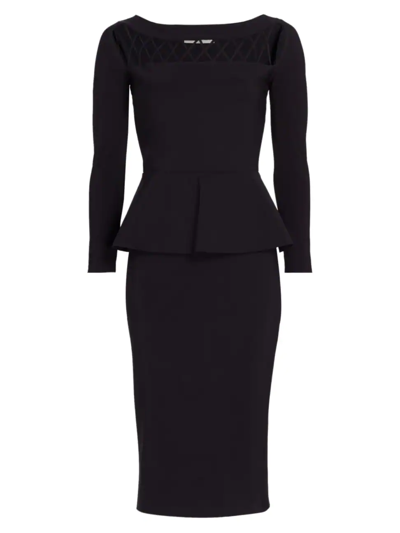 Shop Chiara Boni La Petite Robe Women's Lila Mixed-media Peplum Midi-dress In Black