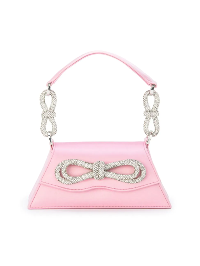 Shop Mach & Mach Women's Medium Satin Samantha Double Bow Top Handle Bag In Pink