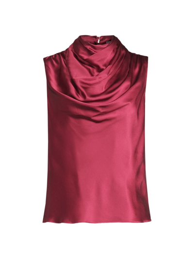 Shop Aiifos Women's Leah Draped Satin Blouse In Bordeaux