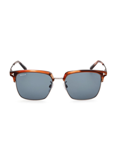 Shop Bally Men's Browline 55mm Square Sunglasses In Brown