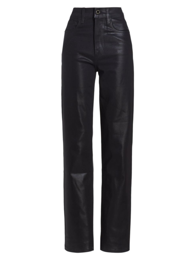 Shop Le Jean Women's Sabine High-rise Coated Straight-leg Jeans In Black Coated
