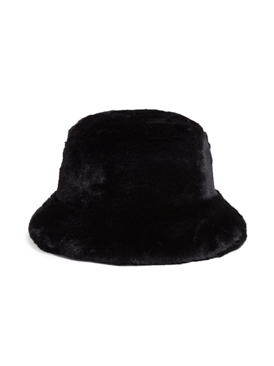 Shop Apparis Kid's Amara Faux Fur Bucket Hat In Noir