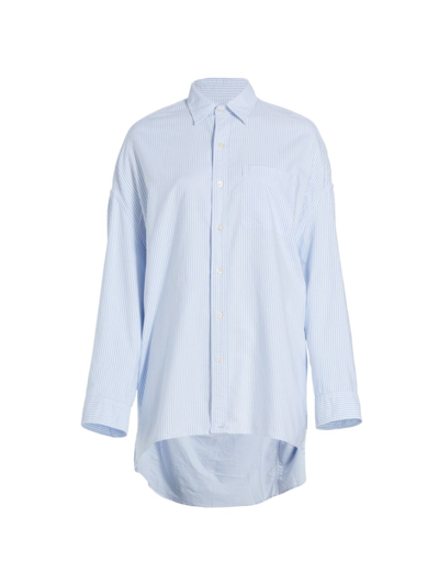 Shop R13 Women's Convertible Button-down Shirt In Blue Stripe