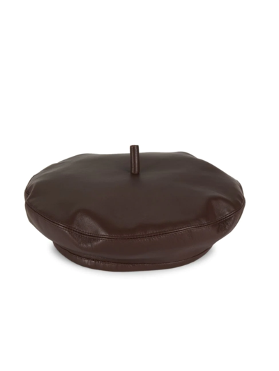 Shop Eugenia Kim Women's Carter Leather Beret In Chocolate