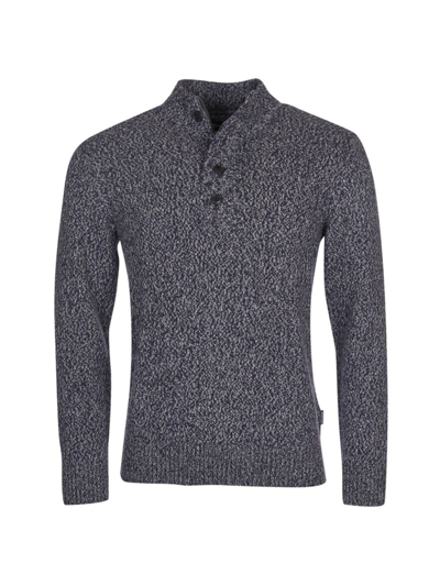 Shop Barbour Men's Sid Marled Henley Sweater In Navy Marl