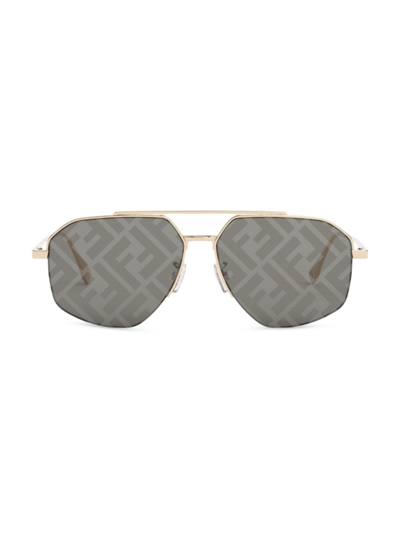 Shop Fendi Men's 56mm Ff Logo Travel Sunglasses In Silver