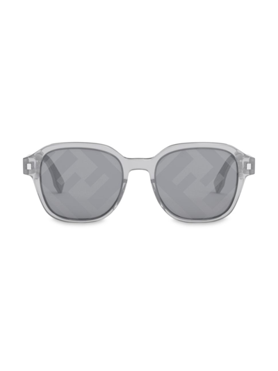Shop Fendi Men's Translucent 52mm Ff Logo Sunglasses In Grey