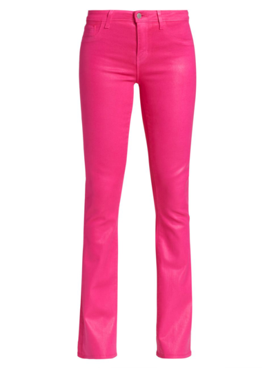 Shop L Agence Women's Selma Mid-rise Coated Stretch Baby Bootcut Jeans In Magenta Coated