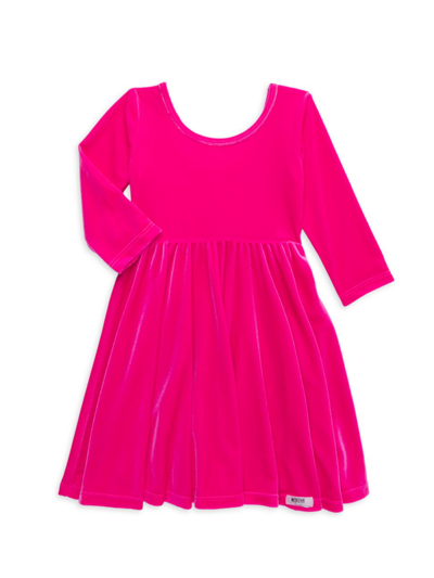 Shop Worthy Threads Little Girl's & Girl's Velvet Twirly Dress In Bright Pink