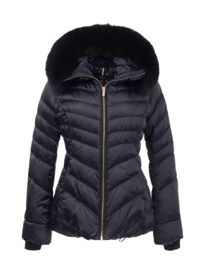Shop Gorski Women's Apres-ski Chevron Jacket In Black