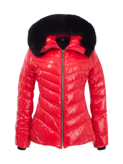 Shop Gorski Women's Apres-ski Chevron Jacket In Red