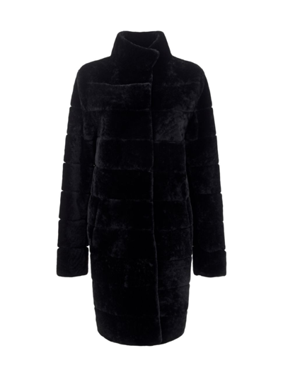 Shop Gorski Women's Reversible Shearling Lamb Coat In Black
