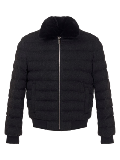 Shop Gorski Men's Quilted Wool Jacket With Shearling Lamb In Black