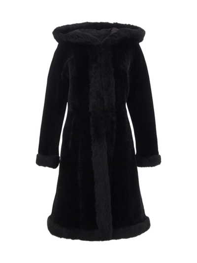 Shop Gorski Women's Reversible Shearling Lamb Coat In Black